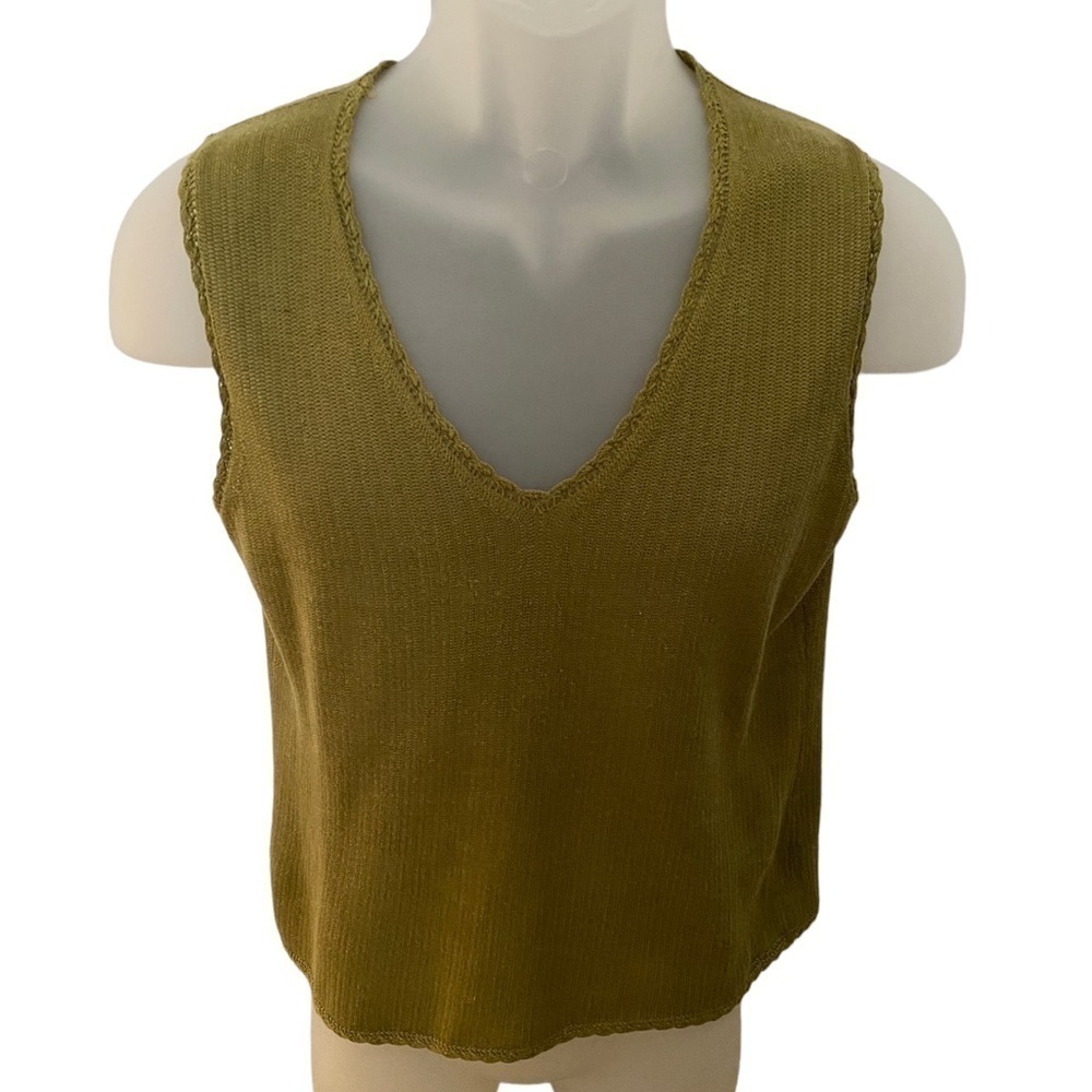 Tommy BAHAMA Cardigan w/ Tank Top Olive Green Women S Small - Picture 4 of 5